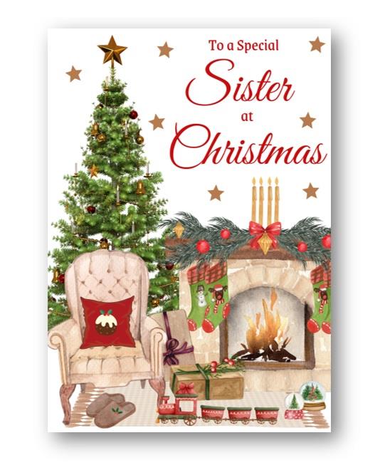 Second Ave Sister Christmas Home Fireplace Xmas Holiday Festive Greetings Card