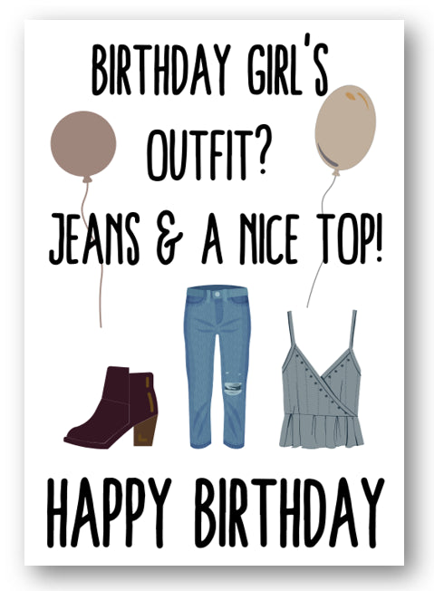 Second Ave Cute Birthday Girl's Outfit Happy Birthday Card