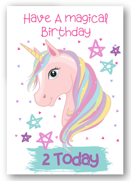 Second Ave Age 2 Children's Kids Magical Unicorn 2nd Birthday Card Greetings Card