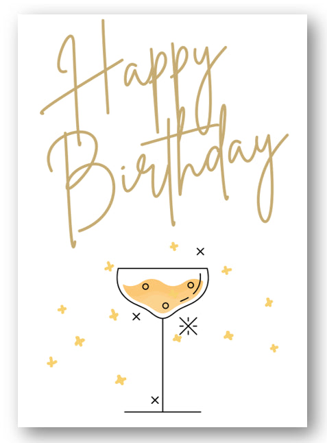 Second Ave Gold Champagne Happy Birthday Card