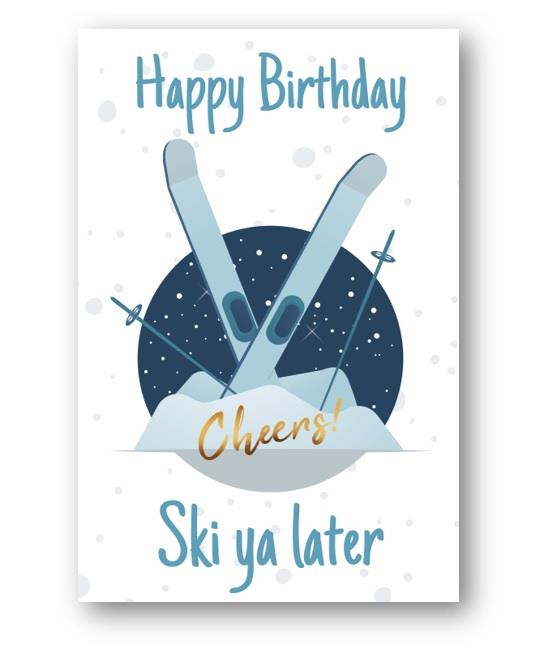 Second Ave Funny Joke Skiing Ski Ya Later Happy Birthday Card Greetings Card Friend