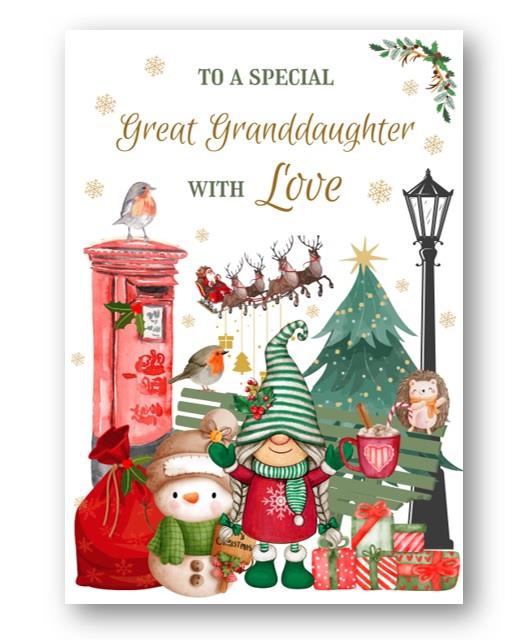 Second Ave Great Granddaughter Christmas Winter Postbox Xmas Holiday Festive Greetings Card