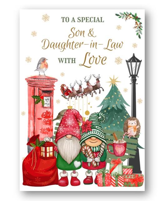 Second Ave Son & Daughter-in-Law Christmas Winter Postbox Xmas Holiday Festive Greetings Card