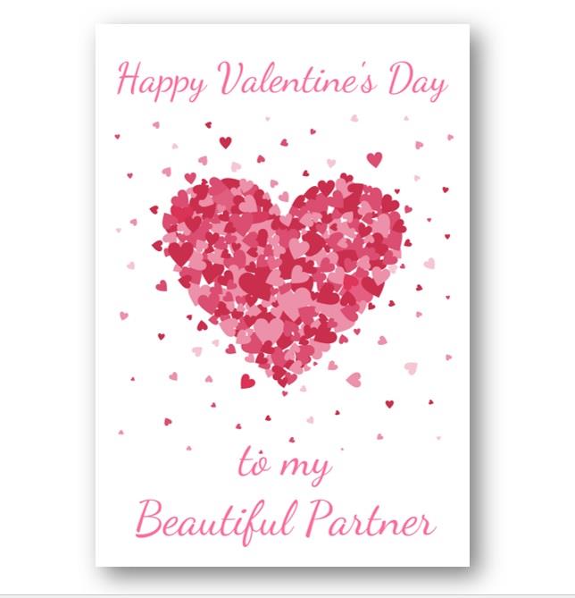 Second Ave Partner Valentine Card Cute Romantic Card - Bursting Heart Design