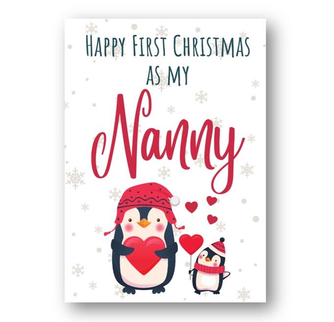 Second Ave Happy First Christmas as My Nanny Penguin Xmas Holiday Festive Greetings Card