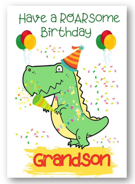 Second Ave Grandson Children's Kids Dinosaur Birthday Card For Him Greetings Card