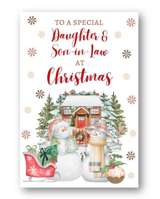 Second Ave Daughter & Son-in-Law Christmas Snowmen Winter Xmas Holiday Festive Greetings Card