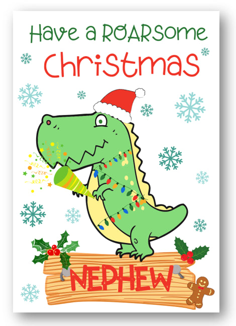 Second Ave Nephew Dinosaur Children's Kids Christmas Xmas Holiday Festive Greetings Card