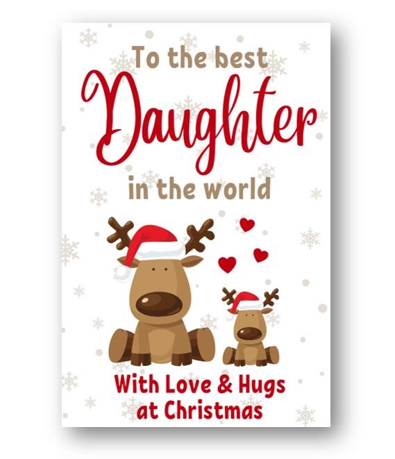 Second Ave Best Daughter Reindeer Children's Kids Christmas Xmas Holiday Festive Greetings Card