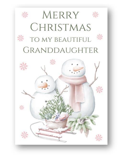 Second Ave Granddaughter Snowmen Christmas Xmas Holiday Festive Greetings Card