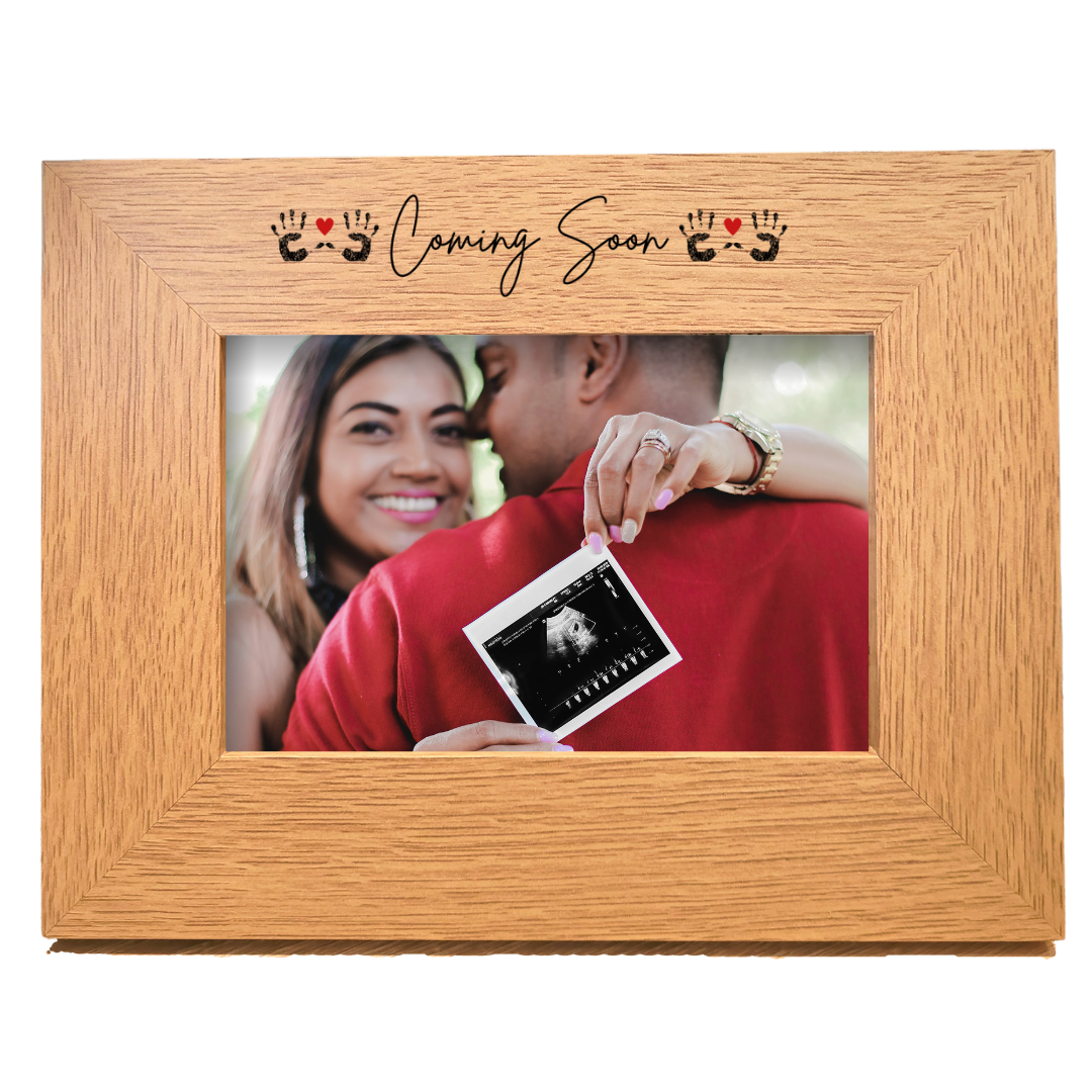 Second Ave Baby Hands Coming Soon Scan Pregnancy Announcement Oak 6x4 Landscape Picture Photo Frame Gift