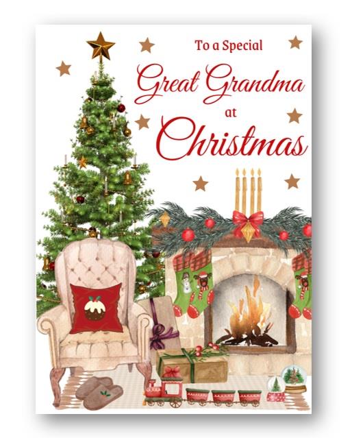 Second Ave Great Grandma Christmas Home Fireplace Xmas Holiday Festive Greetings Card