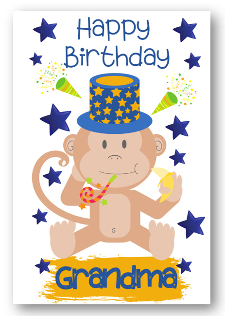 Second Ave Grandma Children's Kids Monkey Birthday Card For Her Greetings Card