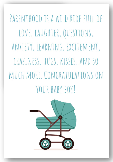 Second Ave Parenthood Is A Wild Ride Pram Newborn Baby Boy Congratulations Card