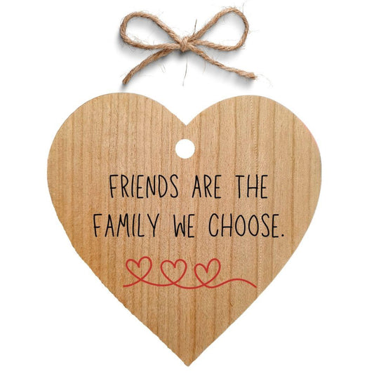 Second Ave Friends Are The Family We Choose Cherry Wood Hanging Heart Gift Friendship Plaque