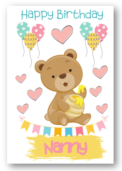 Second Ave Nanny Children's Kids Bear Birthday Card For Her Greetings Card