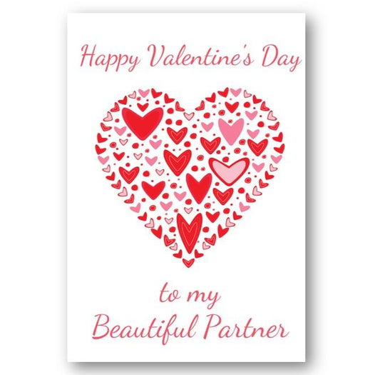 Second Ave Partner Valentine Card Cute Romantic Card - Red Heart Design