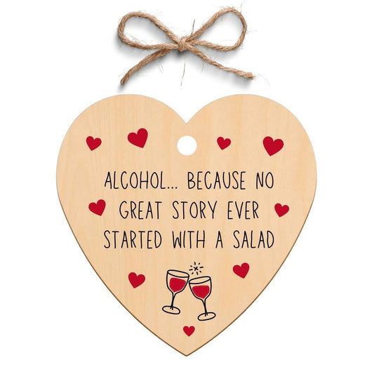 Second Ave Funny Alcohol Great Story Wooden Hanging Friendship Heart Gift Plaque