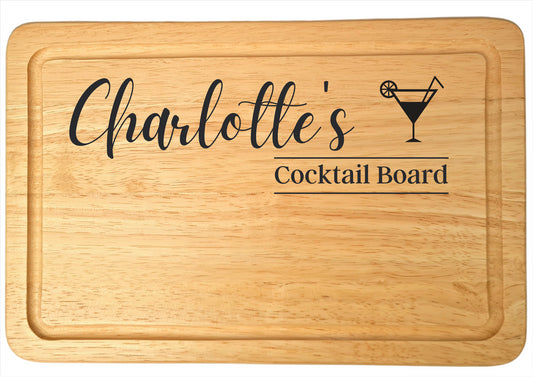 Second Ave Personalised Cocktail Board Kitchen Rectangle Chopping Board Birthday Xmas Gift