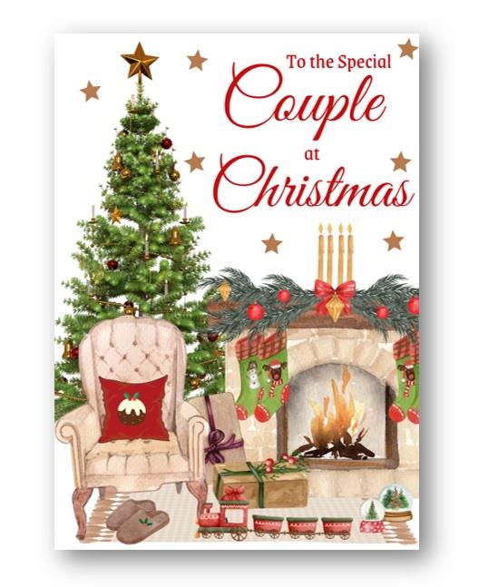 Second Ave Special Couple Christmas Home Fireplace Xmas Holiday Festive Greetings Card