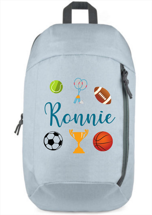 Second Ave Personalised Name Sports Children's Kids Blue School PE Hand Luggage Rucksack Backpack