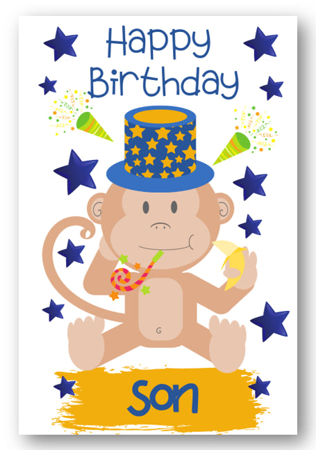 Second Ave Son Children's Kids Monkey Birthday Card For Him Greetings Card