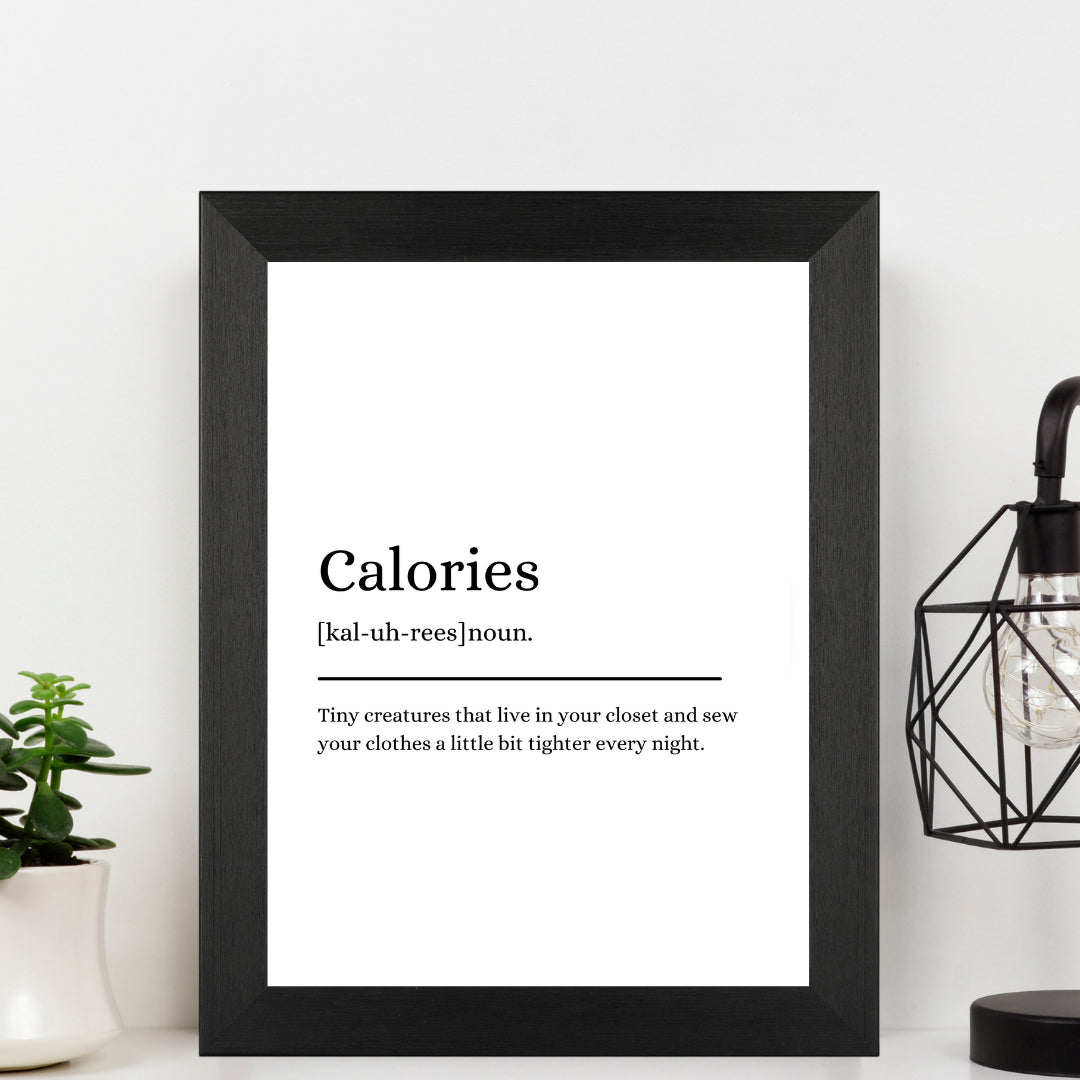 Second Ave Black Framed A4 Calories Definition Quote Word Wall Art Print Birthday Gift Home Decor