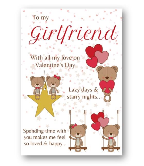 Second Ave Girlfriend Bear Valentine Card For Her Cute Romantic Valentine's Day