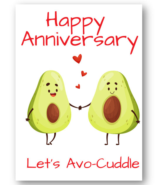 Second Ave Funny Cute Let's Avo-Cuddle Pun Anniversary Card For Him/Her