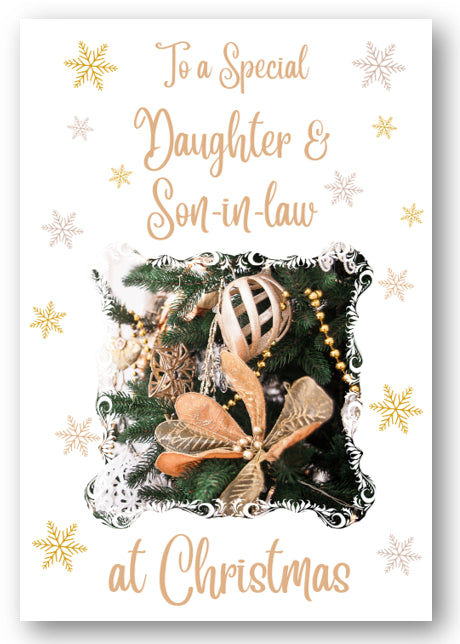 Second Ave Daughter & Son-in-Law Christmas Gold Decoration Xmas Holiday Festive Greetings Card