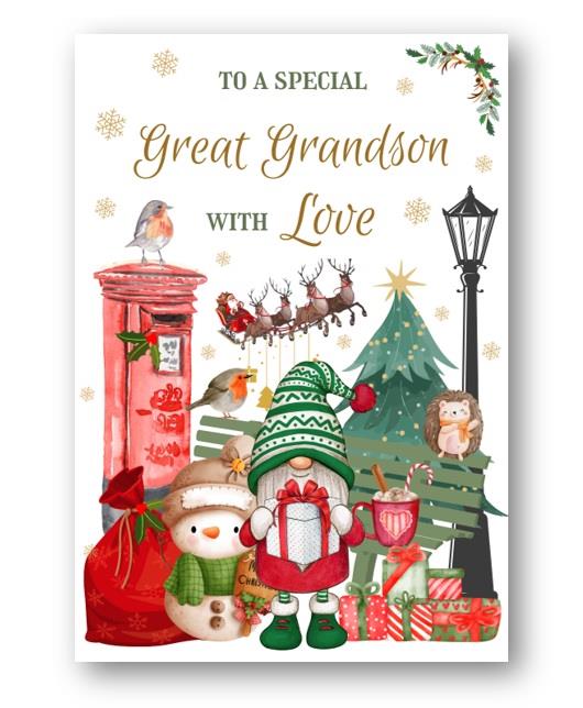 Second Ave Great Grandson Christmas Winter Postbox Xmas Holiday Festive Greetings Card