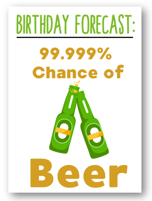 Second Ave Funny Birthday Forecast Beer Joke Happy Birthday Card