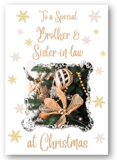 Second Ave Brother & Sister-in-Law Christmas Gold Decoration Xmas Holiday Festive Greetings Card