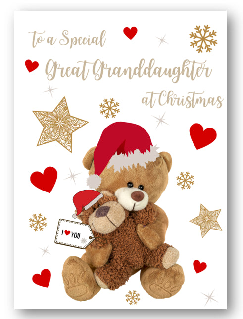 Second Ave Great Granddaughter Bear Heart Christmas Xmas Holiday Festive Greetings Card