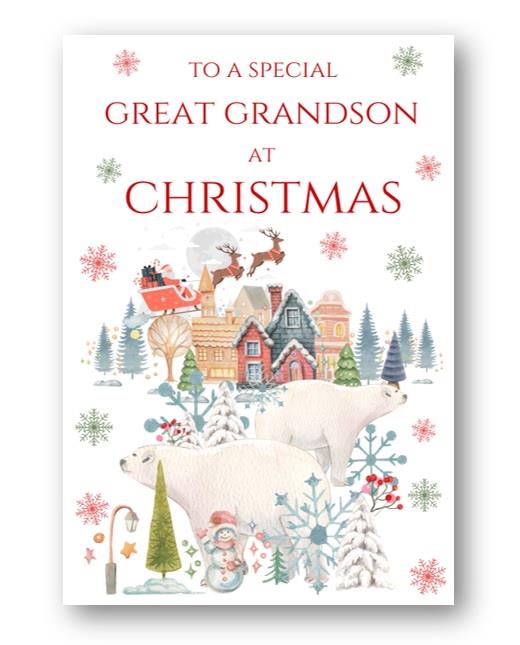 Second Ave Great Grandson Christmas Polar Bear Xmas Holiday Festive Greetings Card