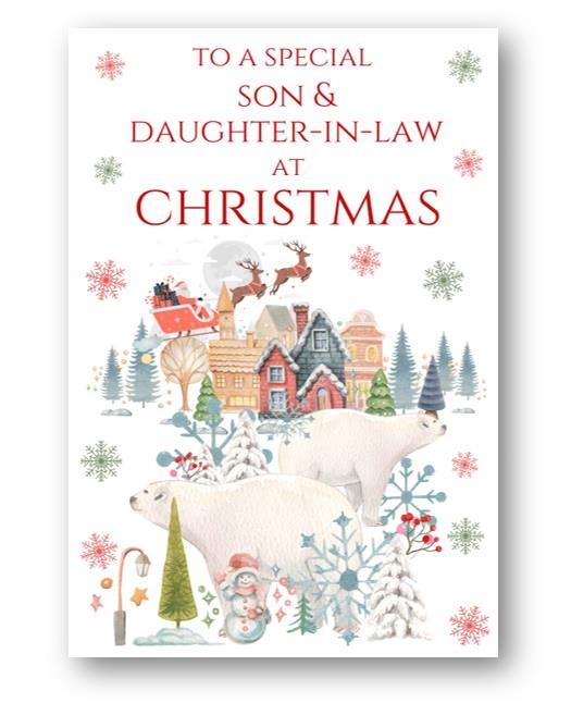 Second Ave Son & Daughter-in-Law Christmas Polar Bear Xmas Holiday Festive Greetings Card