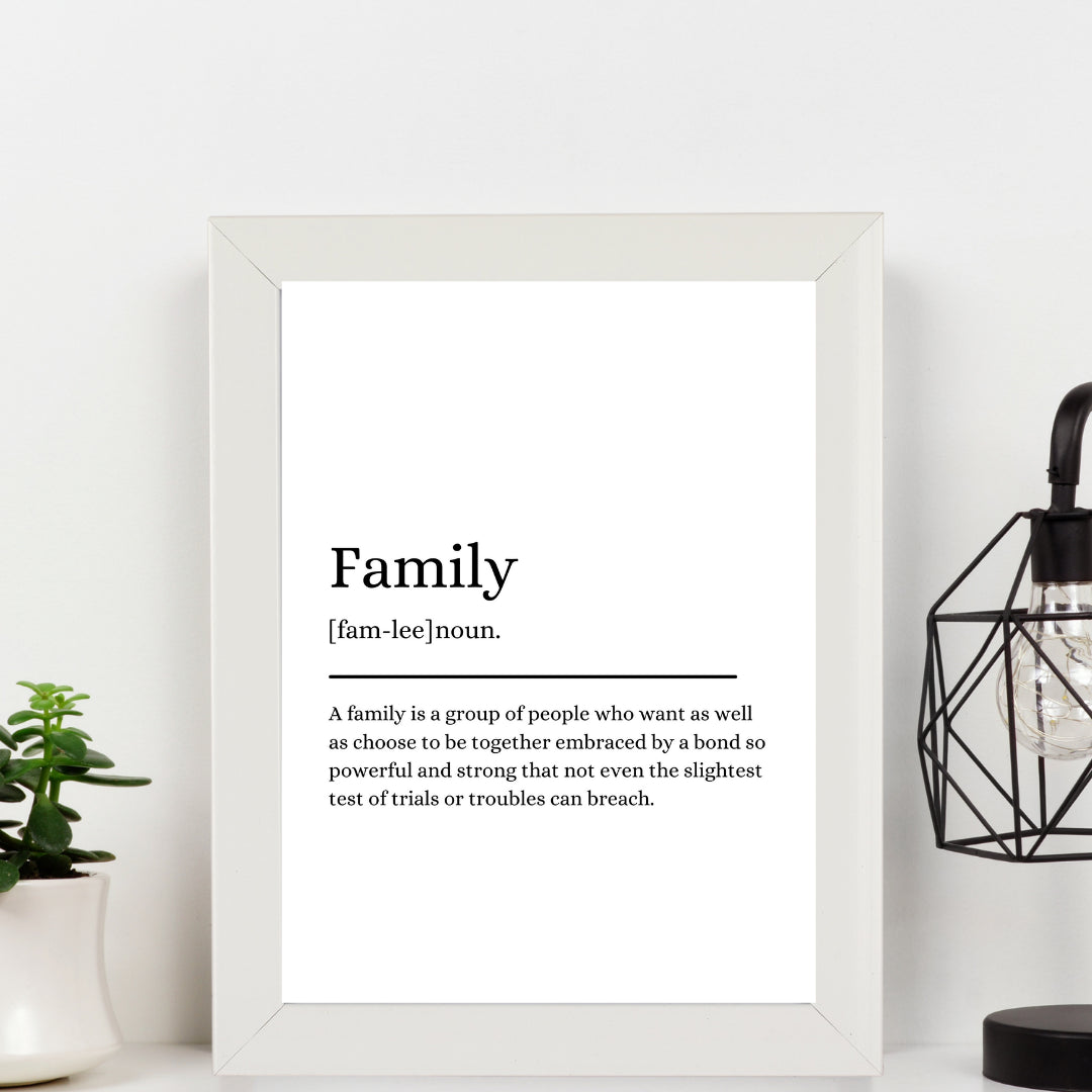 Second Ave White Framed A5 Family Definition Quote Word Wall Art Print Birthday Gift Home Decor