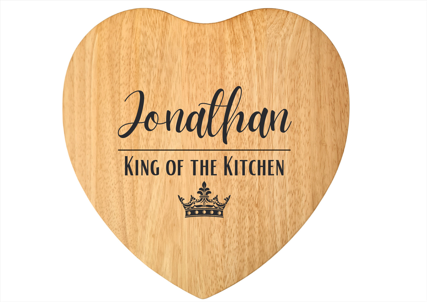 Second Ave Personalised King of the Kitchen Heart Chopping Board Cheese Board Birthday Xmas Gift