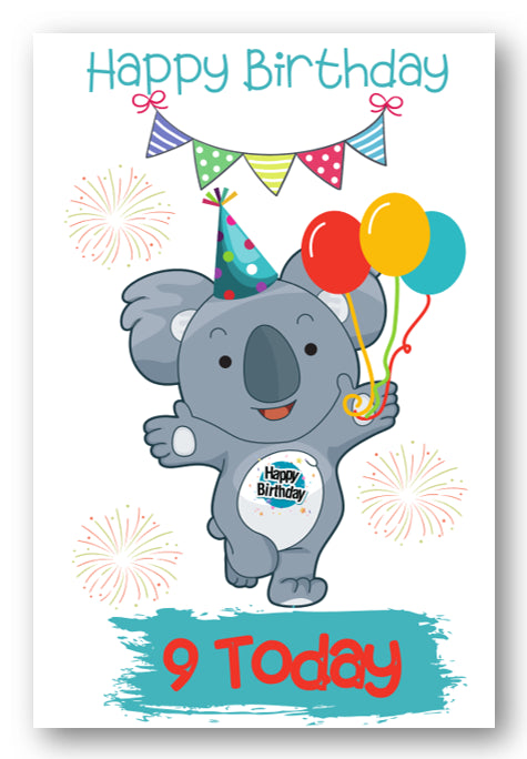 Second Ave Age 9 Children's Kids Koala Bear 9th Birthday Card Greetings Card