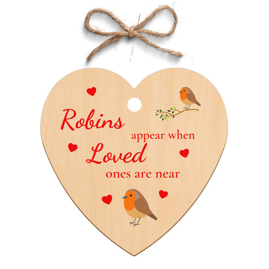 Second Ave Robins Appear When Loved Ones are Near Wooden Hanging Heart Christmas Xmas Tree Decoration Bauble