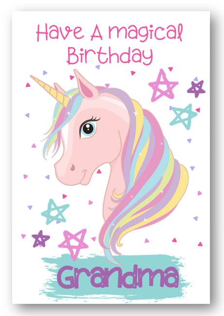 Second Ave Grandma Children's Kids Magical Unicorn Birthday Card For Her Greetings Card