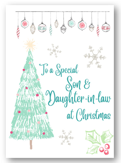 Second Ave Son & Daughter-in-Law Christmas Tree Xmas Holiday Festive Greetings Card