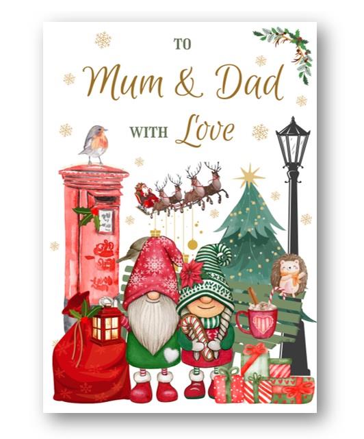 Second Ave Mum & Dad Christmas Winter Postbox Xmas Holiday Festive Greetings Card