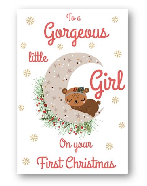 Second Ave Cute Gorgeous Little Girl on Your First Christmas Xmas Holiday Festive Greetings Card