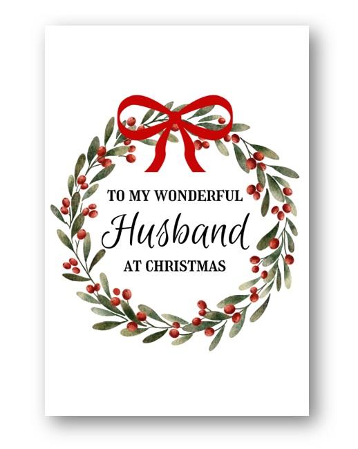 Second Ave Husband Wreath Christmas Xmas Holiday Festive Greetings Card