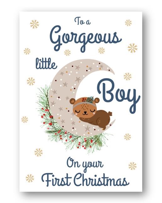 Second Ave Cute Gorgeous Little Boy on Your First Christmas Xmas Holiday Festive Greetings Card