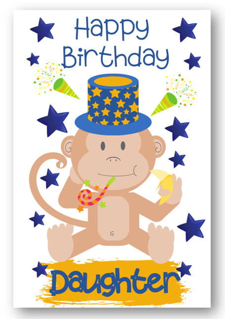 Second Ave Daughter Children's Kids Monkey Birthday Card For Her Greetings Card