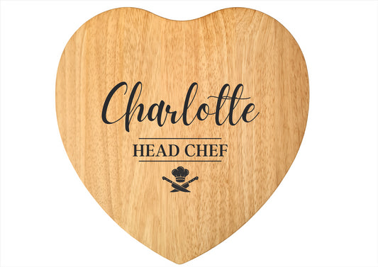 Second Ave Personalised Head Chef Kitchen Heart Chopping Board Cheese Board Birthday Xmas Gift