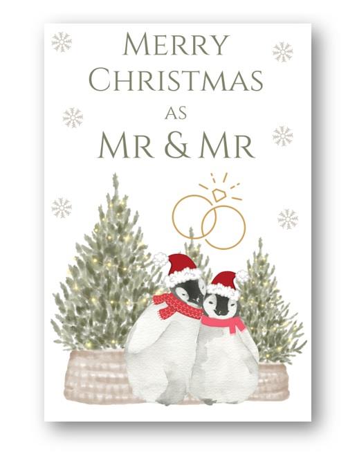 Second Ave First Christmas as Mr & Mr Penguin Christmas Xmas Holiday Festive Greetings Card