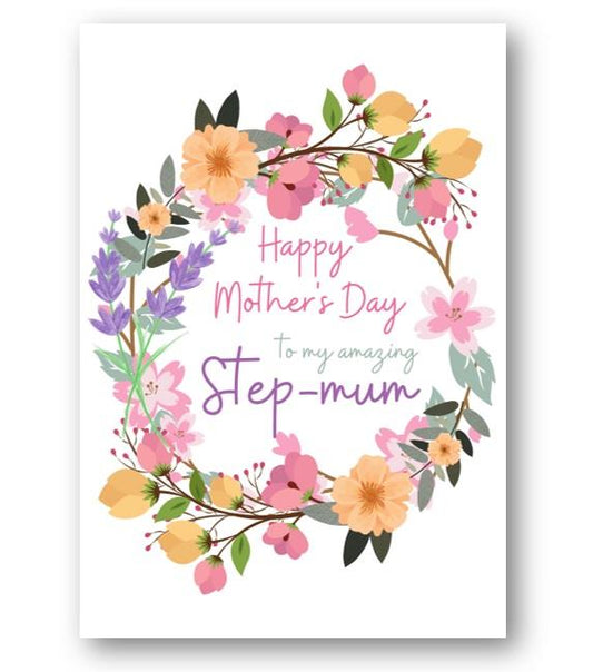 Second Ave Flower Wreath Step Mum Happy Mother's Day Card For Step Mum Mummy